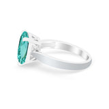 Solitaire Wedding Ring Simulated Paraiba Tourmaline CZ 925 Sterling Silver