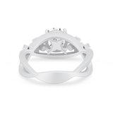 Plumeria Flower Infinity Shank Wedding Ring Simulated CZ 925 Sterling Silver