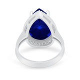 Teardrop Cocktail Engagement Ring Simulated Blue Sapphire CZ 925 Sterling Silver