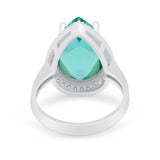 Teardrop Cocktail Engagement Ring Simulated Paraiba Tourmaline CZ 925 Sterling Silver