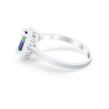 Teardrop Solitaire Wedding Ring Simulated Rainbow CZ 925 Sterling Silver