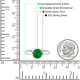 Bezel Set 8mm Round Engagement Ring Simulated Green Emerald CZ 925 Sterling Silver Wholesale