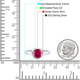 Bezel Set 8mm Round Engagement Ring Simulated Ruby CZ 925 Sterling Silver Wholesale