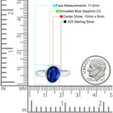 Bezel Set 10mmX8mm Oval Engagement Ring Simulated Blue Sapphire CZ 925 Sterling Silver Wholesale
