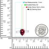 Bezel Set 9mmX6mm Pear Engagement Ring Simulated Ruby CZ 925 Sterling Silver Wholesale