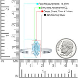 Marquise 7X14 Solitaire Ring Aquamarine CZ 925 Sterling Silver Wholesale