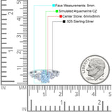 Oval Art Deco Bridal Wedding Engagement Ring Simulated Aquamarine CZ 925 Sterling Silver