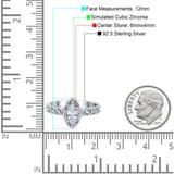 Halo Art Deco Bridal Wedding Engagement Ring Marquise Simulated Cubic Zirconia 925 Sterling Silver