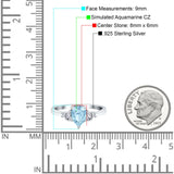 Teardrop Pear Shape Wedding Engagement Ring Simulated Aquamarine CZ 925 Sterling Silver