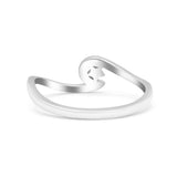 Wave & Star Wedding Engagement Ring Lab Created White Opal 925 Sterling Silver