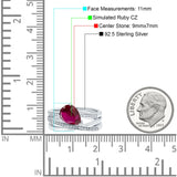 Weave Teardrop Pear Twist Infinity Shank Wedding Bridal Piece Ring Simulated Ruby CZ 925 Sterling Silver