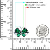 Teardrop Pear Butterfly Filigree Swirl Ring Simulated Green Emerald CZ 925 Sterling Silver