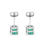 Solitaire Push Back Stud Earring Lab Created Green Opal 925 Sterling Silver Wholesale