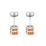 Solitaire Push Back Stud Earring Lab Created Orange Opal 925 Sterling Silver Wholesale