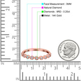 14K Rose Gold 0.20ct Round 3mm G SI Half Eternity Diamond Bands Engagement Wedding Ring Size 6.5