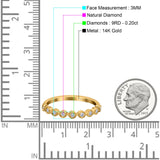 14K Yellow Gold 0.20ct Round 3mm G SI Half Eternity Diamond Bands Engagement Wedding Ring Size 6.5