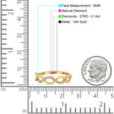 14K Yellow Gold 0.14ct Round 5mm G SI Half Eternity Diamond Bands Engagement Wedding Ring Size 6.5