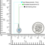 Leverback Round Hoop Earrings Simulated Aquamarine 925 Sterling Silver Wholesale