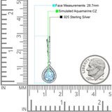 Pear Teardrop Earrings Simulated Aquamarine 925 Sterling Silver Wholesale