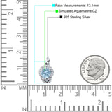 Halo Round Huggie Hoop Earrings Simulated Aquamarine 925 Sterling Silver Wholesale