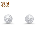 14K White Gold Half Ball Earrings DC Style 9mm