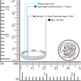 14K White Gold 0.24ct Round 3mm G SI Diamond Channel Set Half Eternity Engagement Wedding Ring Size 6.5