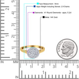 14K Yellow Gold 0.20ct Round 9mm G SI Diamond Engagement Wedding Ring Size 6.5