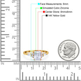 14K Yellow Gold Art Deco Emerald Cut Engagement Ring Marquise & Round Simulated CZ