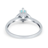 Marquise Art Deco Engagement Ring Simulated Paraiba Tourmaline CZ 925 Sterling Silver