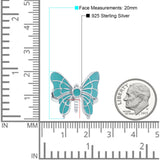 Beautiful Butterfly Ring Solitaire Simulated Turquoise 925 Sterling Silver
