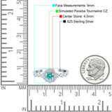 Vintage Style Engagement Ring Round Simulated Paraiba Tourmaline CZ 925 Sterling Silver