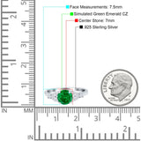 Art Deco Engagement Ring Round Simulated Green Emerald CZ 925 Sterling Silver