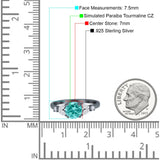 Art Deco Engagement Ring Round Black Tone, Simulated Paraiba Tourmaline CZ 925 Sterling Silver