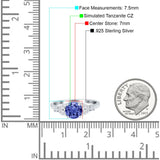 Art Deco Engagement Ring Round Tanzanite CZ 925 Sterling Silver Wholesale