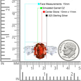 Oval Art Deco Engagement Ring Simulated Garnet CZ 925 Sterling Silver