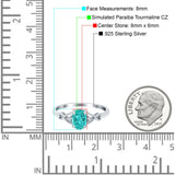 Oval Filigree Infinity Engagement Ring Simulated Paraiba Tourmaline CZ 925 Sterling Silver