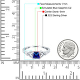 Cushion Celtic Art Deco Engagement Ring Simulated Blue Sapphire CZ 925 Sterling Silver