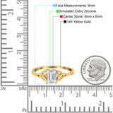 14K Yellow Gold Celtic Emerald Cut Engagement Ring Simulated CZ Solid