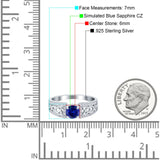 Split Celtic Engagement Ring Round Simulated Blue Sapphire CZ 925 Sterling Silver