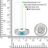 Split Celtic Engagement Ring Round Simulated Paraiba Tourmaline CZ 925 Sterling Silver