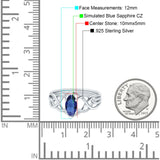 Art Deco Crisscross Wedding Ring Marquise Simulated Blue Sapphire CZ 925 Sterling Silver