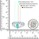 Art Deco Crisscross Wedding Ring Marquise Simulated Paraiba Tourmaline CZ 925 Sterling Silver