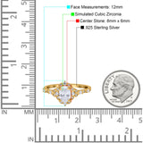 Oval Engagement Ring Accent Vintage Yellow Tone, Simulated Cubic Zirconia 925 Sterling Silver