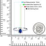 Oval Vintage Floral Engagement Ring Simulated Blue Sapphire CZ 925 Sterling Silver