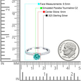 Art Deco Wedding Engagement Ring Accent Vintage Bridal Ring Round Simulated Paraiba Tourmaline CZ 925 Sterling Silver