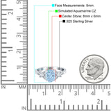 Butterfly Accent Oval Wedding Bridal Ring Simulated Aquamarine CZ 925 Sterling Silver