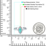 Infinity Twist Marquise Vintage Wedding Ring Simulated Paraiba Tourmaline CZ 925 Sterling Silver