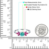 Marquise Wedding Ring Ruby Simulated Paraiba Tourmaline CZ 925 Sterling Silver