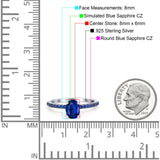 Oval Art Deco Engagement Ring Side Stone Sapphire Simulated Blue Sapphire CZ 925 Sterling Silver