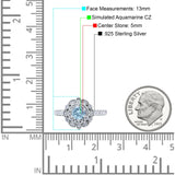 Vintage Style Solitaire Accent Wedding Ring Round Simulated Aquamarine CZ 925 Sterling Silver